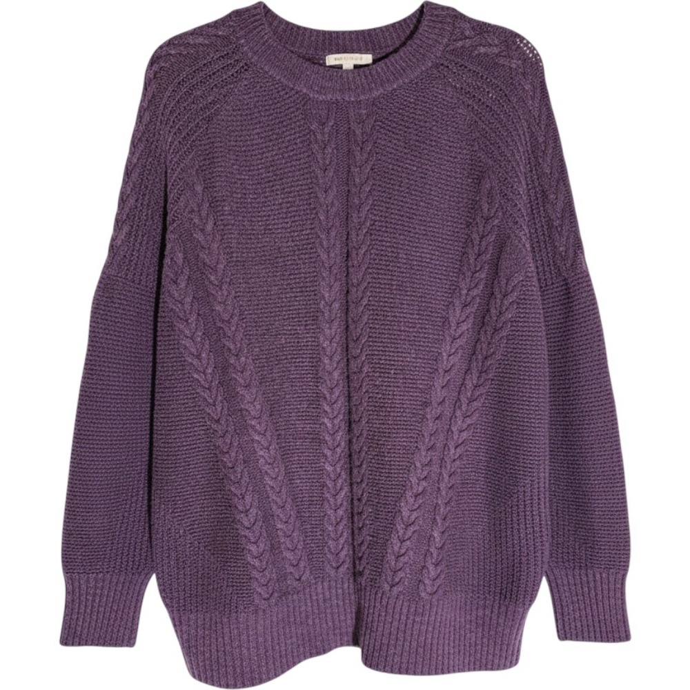 Wonderly Cable Knit Sweater Women Large Purple Cozy Chunky Relaxed